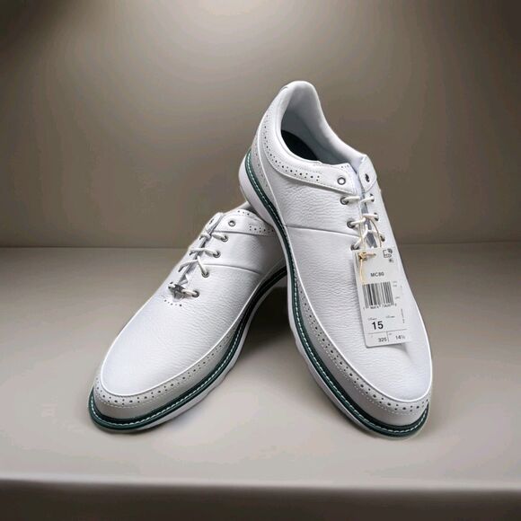 Adidas MC80 Golf Shoes - Cloud White/Silver Metallic/Collegiate Green Size 15 main image 5